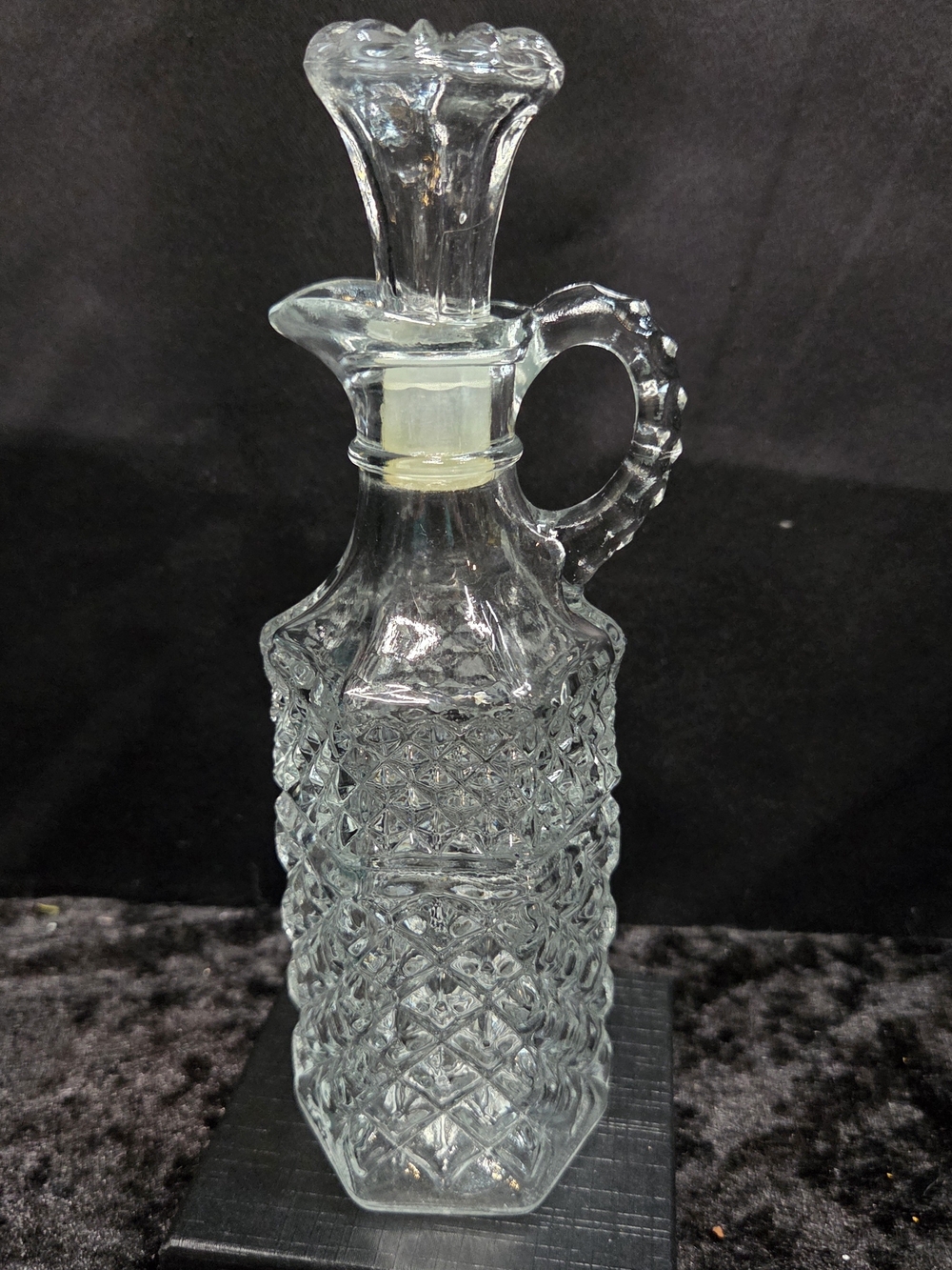 Anchor Hocking Vintage Glass Cruet, Wexford Pattern, w/Stopper, Oil or Vinegar